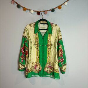 Vintage Ted Lapidus colorful patterned silk shirt